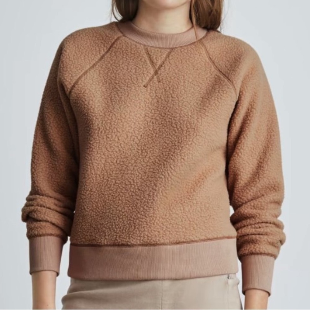 EVERLANE The ReNew Fleece Raglan Sherpa Crewneck Sweater Size S